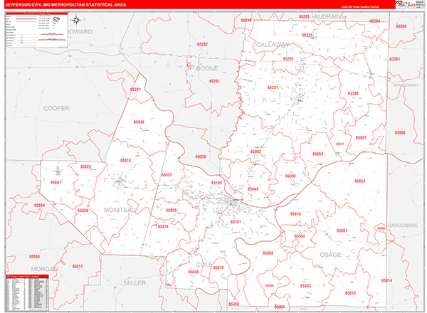 Jefferson City Metro Area Wall Map